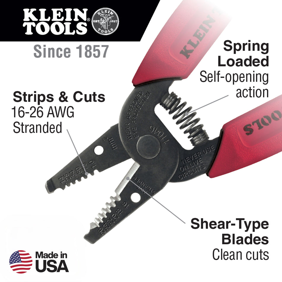 Wire stripper/cutter, multi-strand from 16 AWG to 26 AWG