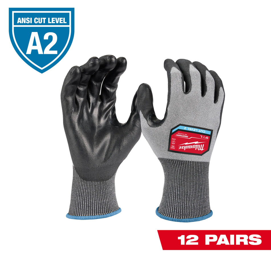 12 pairs of high-dexterity cut level 2 polyurethane-coated gloves - S