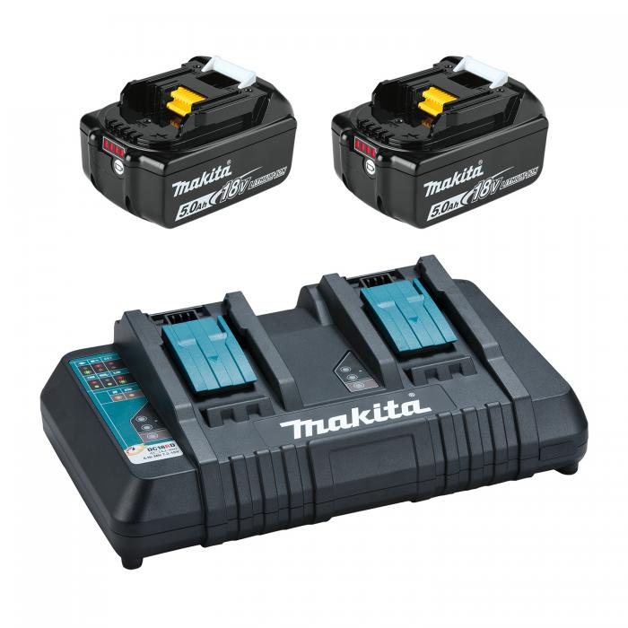 Ensemble batterie li-ion 18 V 2 x 5,0 Ah et chargeur à double port