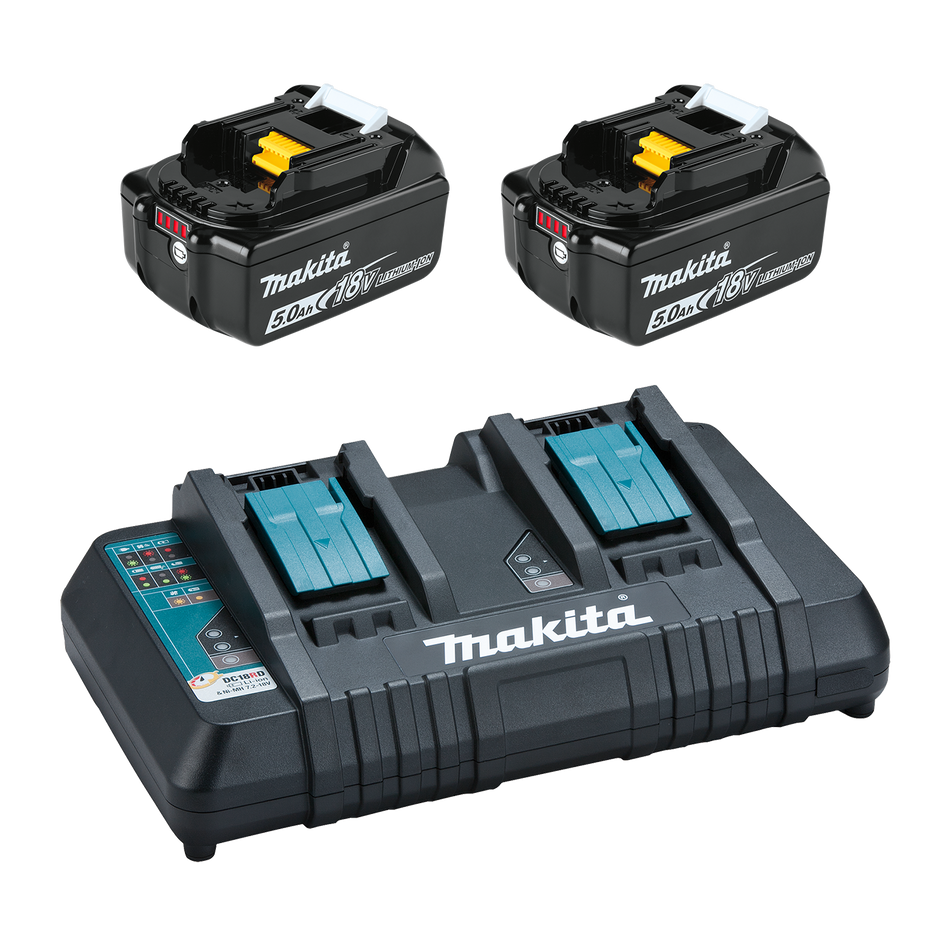 Ensemble batterie li-ion 18 V 2 x 5,0 Ah et chargeur à double port