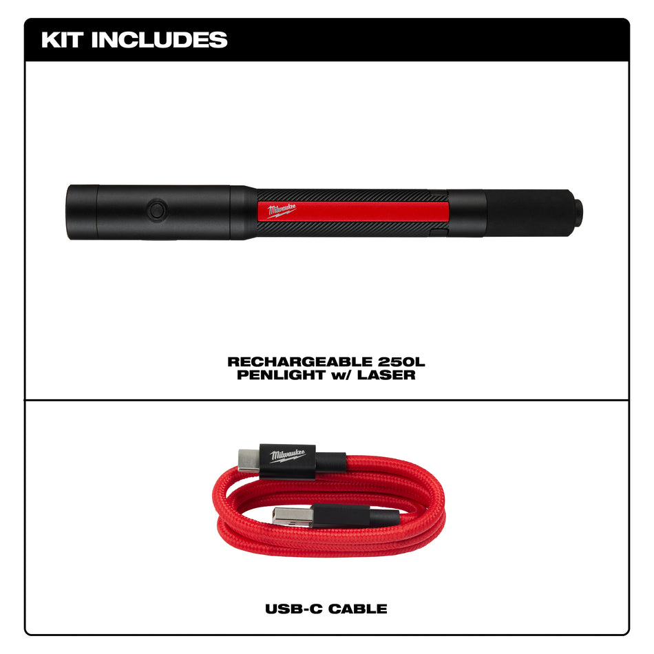 Lampe-stylo rechargeable de 250 lm avec laser MilwaukeeMD