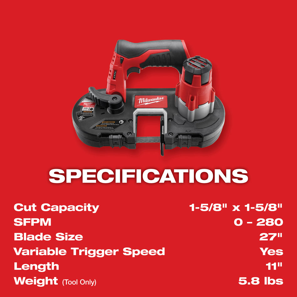 M12 Kit de scie à ruban sub-compacte sans fil 12 Volt Lithium-Ion