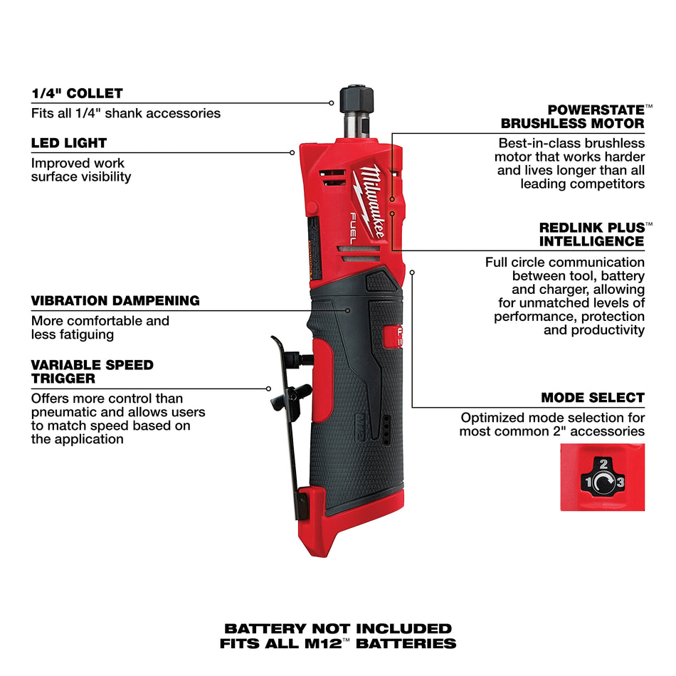 Meuleuse droite de 1/4 po M12 FUELMC