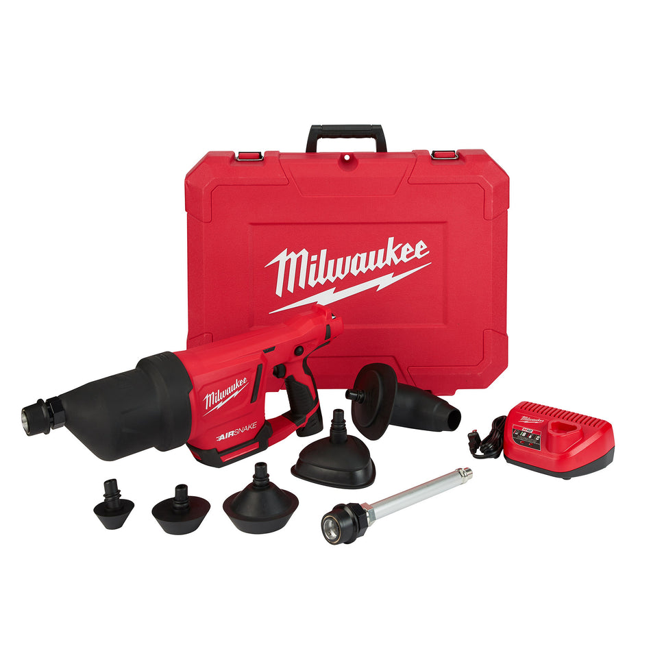 Pistolet à air M12 12 Volt Lithium-Ion sans fil AIRSNAKE pour le nettoyage des canalisations - Kit-B