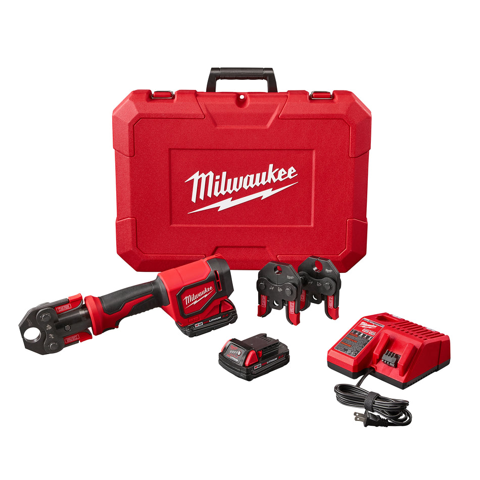 M18 18 Volt Lithium-Ion Cordless Short Throw Press Tool Kit with PEX Crimp Jaws (Kit d'outils de presse sans fil 18 Volt Lithium-Ion avec mâchoires de sertissage PEX)