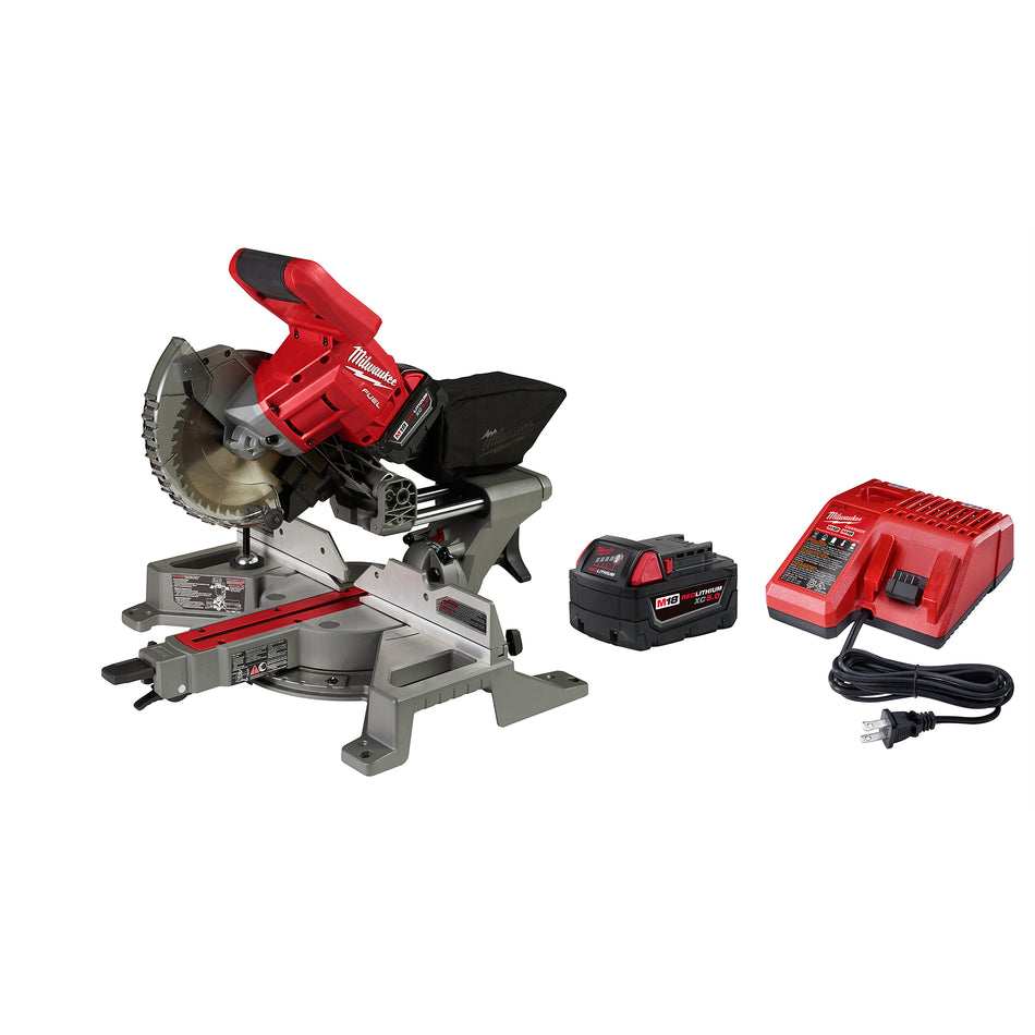 M18 FUEL 18 Volt Lithium-Ion sans fil et sans brosse 7-1/4 po. Kit de scie à onglets coulissante à double biseau
