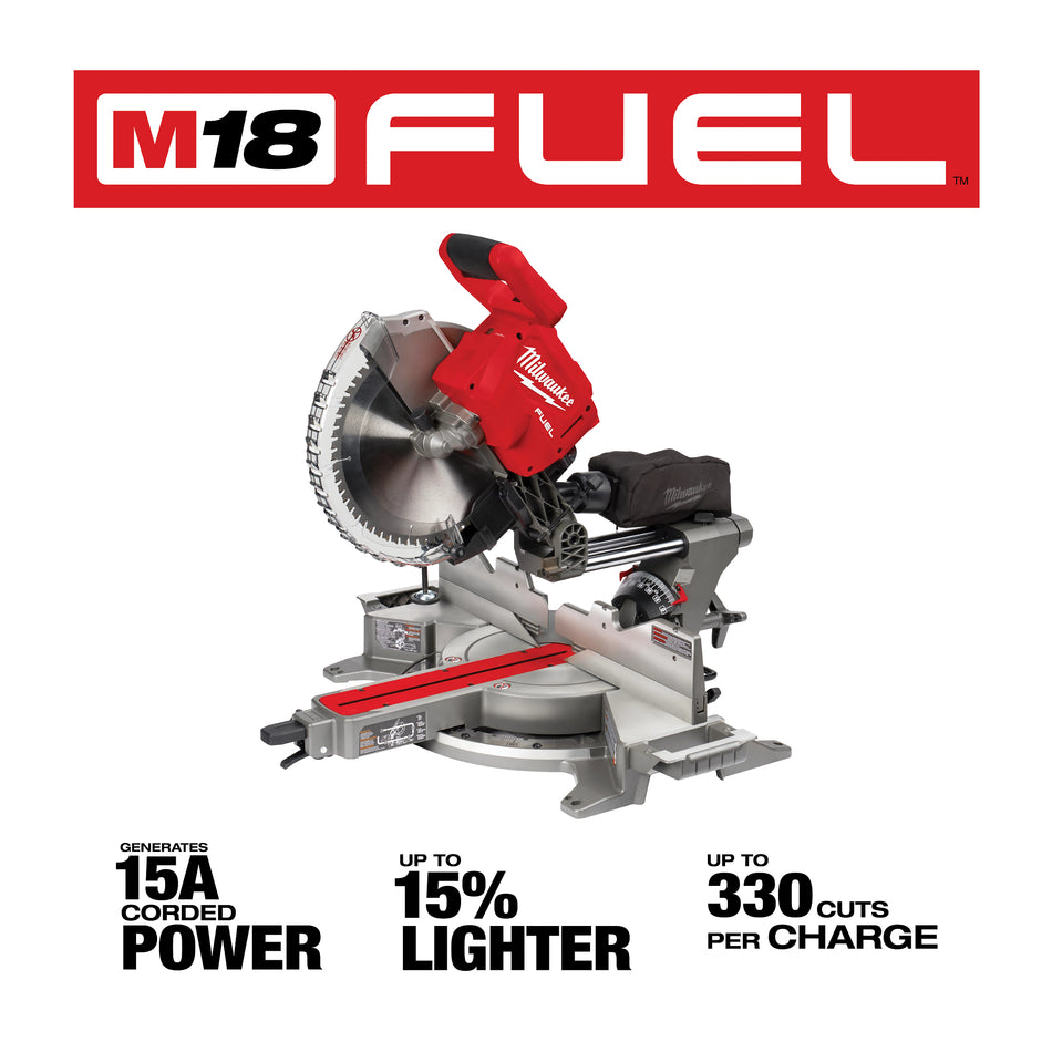 Scie à onglets mixtes coulissante à biseau double de 12 po M18 FUELMC – outil seulement