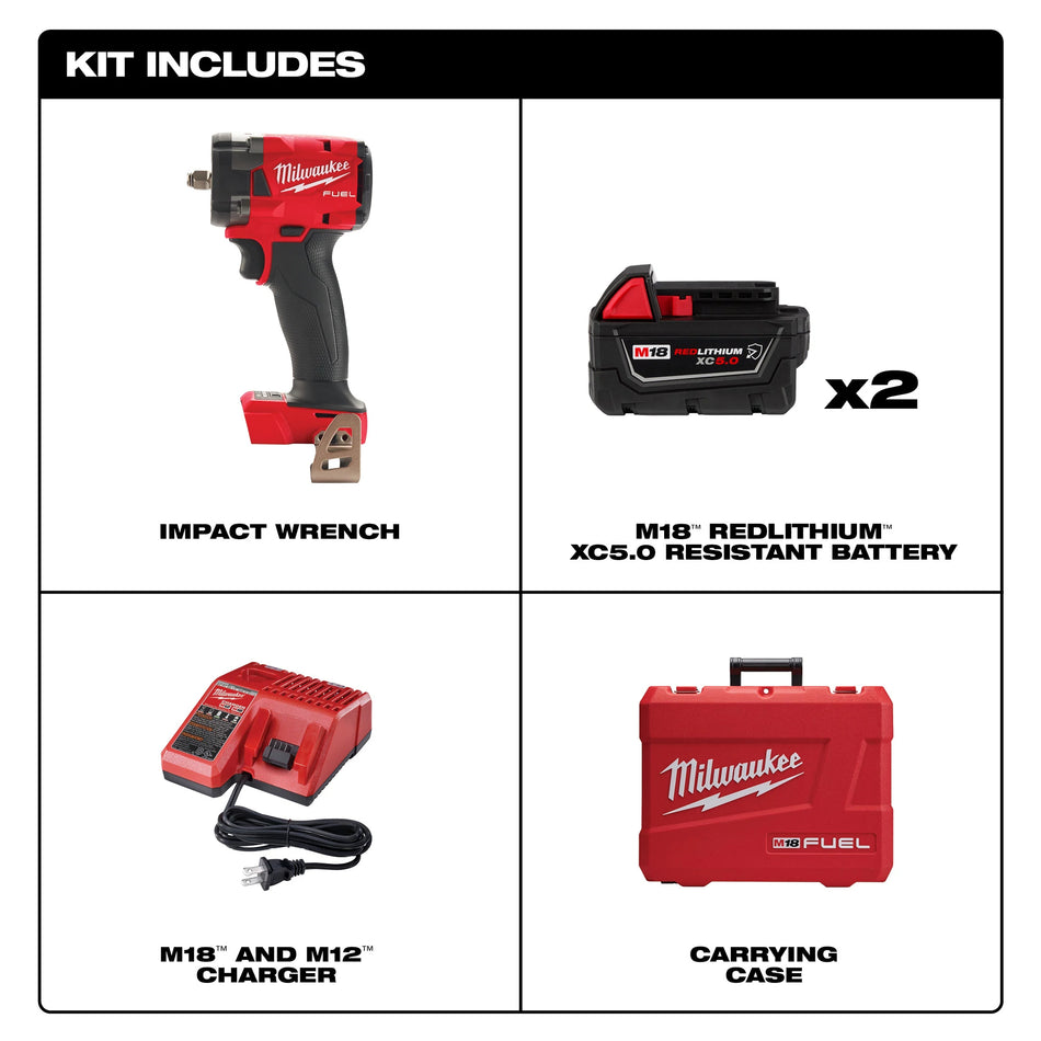 Kit de clé à chocs compacte de 3/8 po M18 FUELMC avec bague de friction