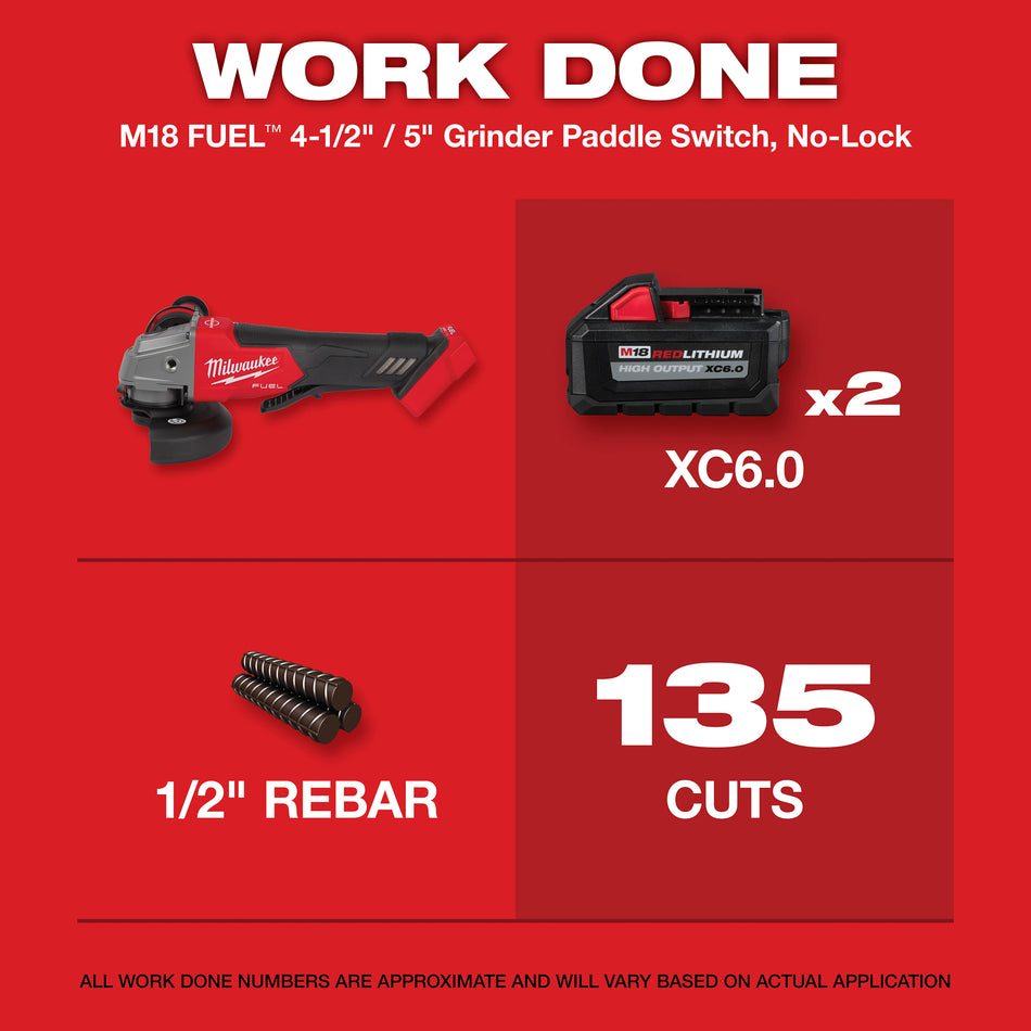M18 FUEL 18 Volt Lithium-Ion Brushless Cordless 4-1/2 in. / 5 in. Paddle Switch Grinder, No-Lock Kit