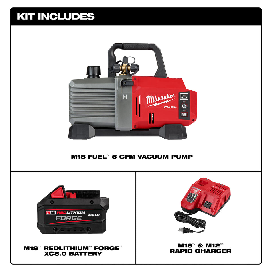 Ensemble de pompe à vide M18 FUELMC de 5 pi3/min
