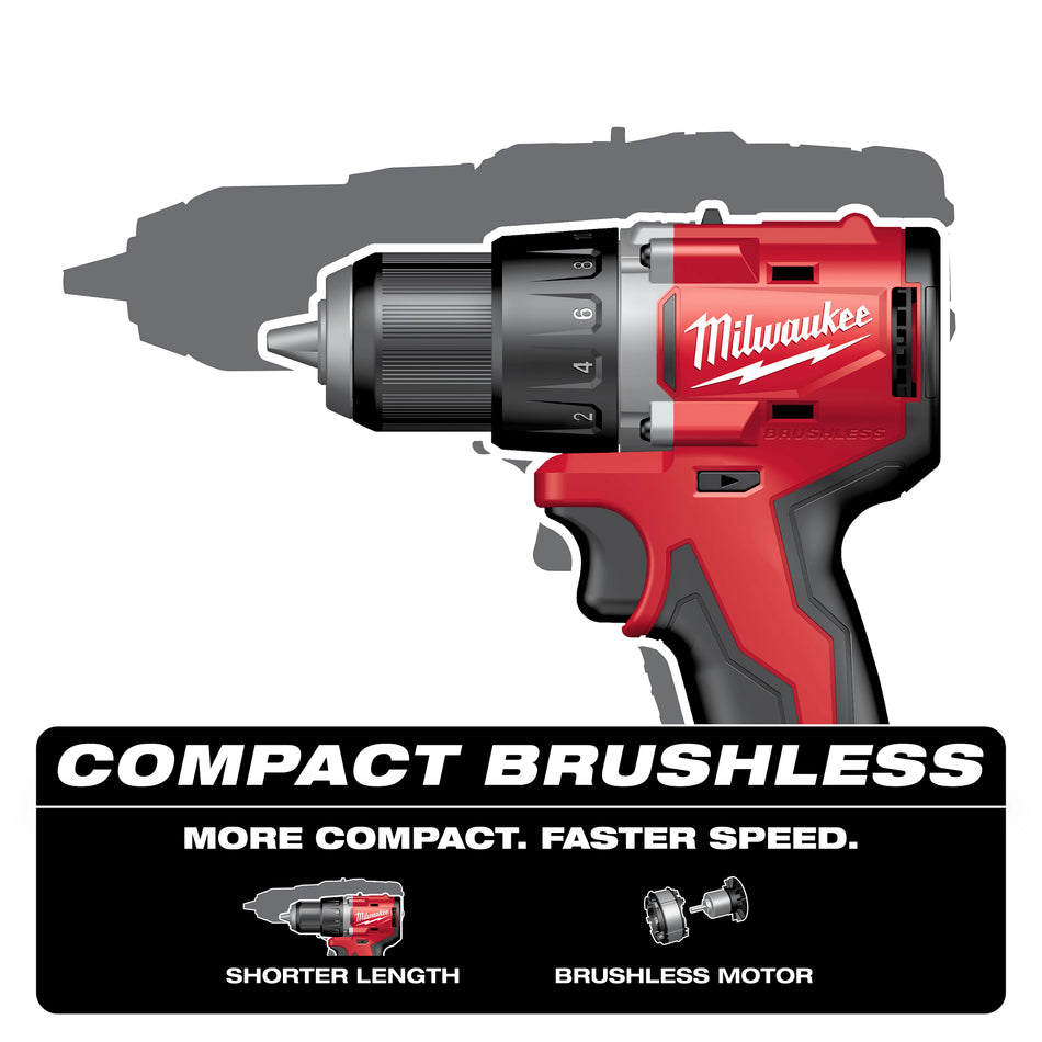 M18 Compact Brushless 1/2 in. Drill/Driver Kit with 2 Batteries