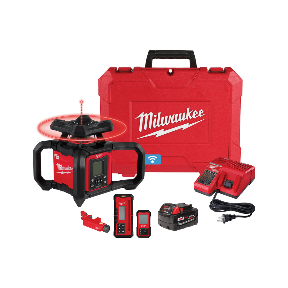 Ensemble de niveau à laser rotatif à double pente extérieur rouge M18MC avec récepteur et télécommande