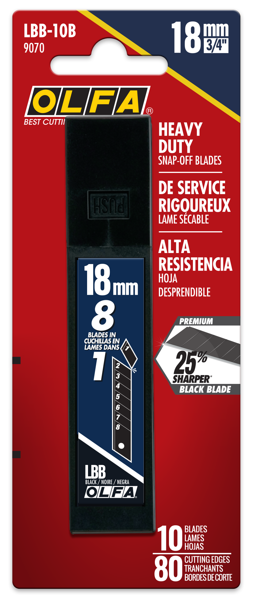 OLFA 18mm LBB-10B Black Snap Blades, 10pk