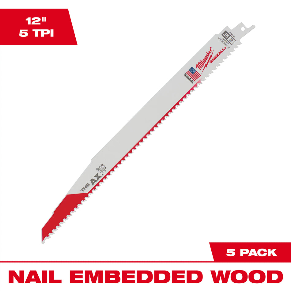 12 in. x 5 TPI Reciprocating Saw Blade - 48-00-5027