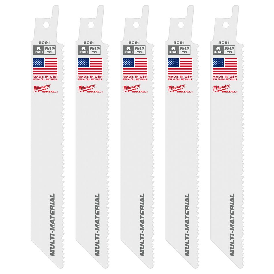 6 in. SAWZALL® Blades 8/12 TPI 5PK