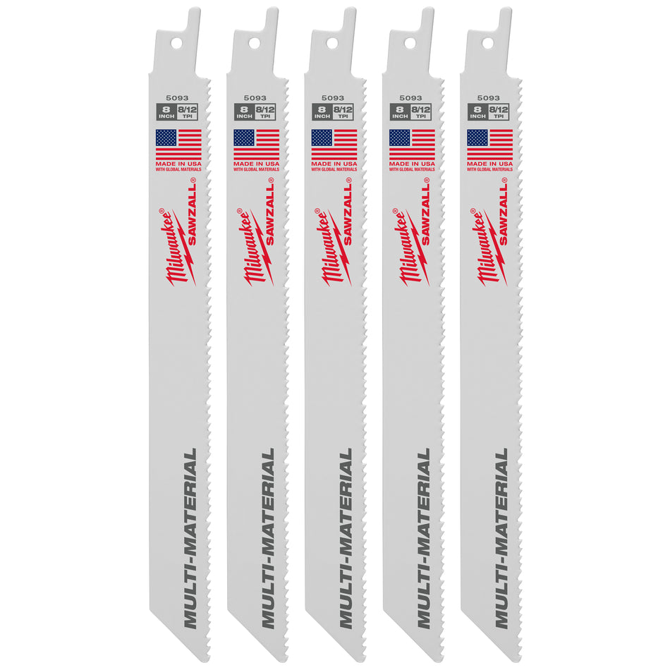 8 in. x 8/12 TPI Reciprocating Saw Blade (5-Pack)
