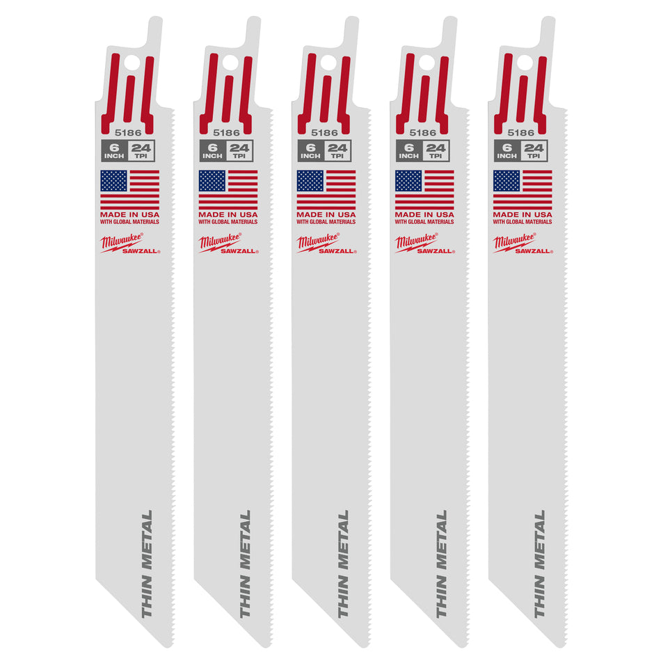 SAWZALL® 6 in. 24 TPI Thin Kerf Blades 25PK