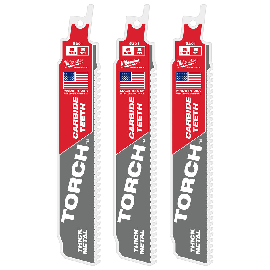 Lame SAWZALLᴹᴰ 6 po 8TPI The TORCH™ Carbide Teeth 1PK