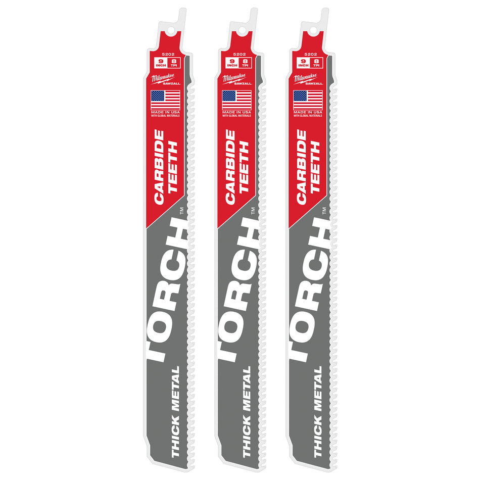 9 po 8TPI The TORCH™ Carbide Teeth SAWZALLᴹᴰ Blade 1PK