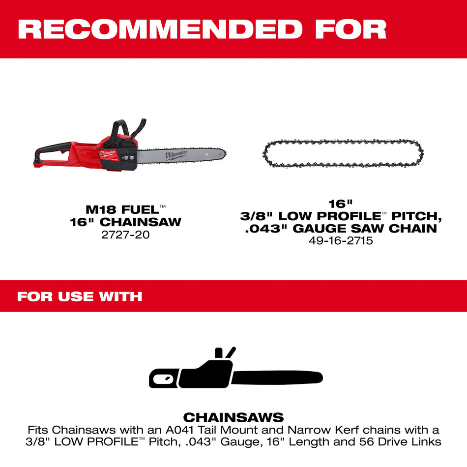 16-inch Chainsaw Replacement Bar Chainsaw Replacement Bar