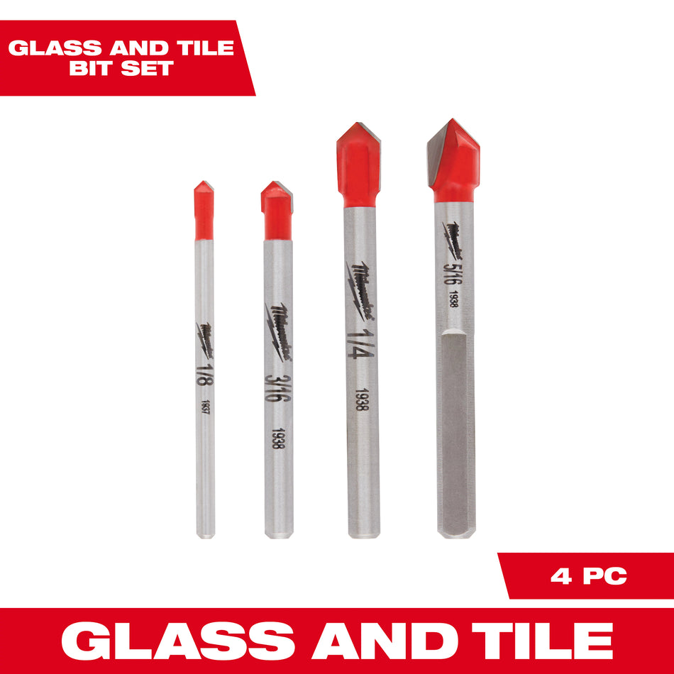 4pc. Glass and Tile Drill Bit Set