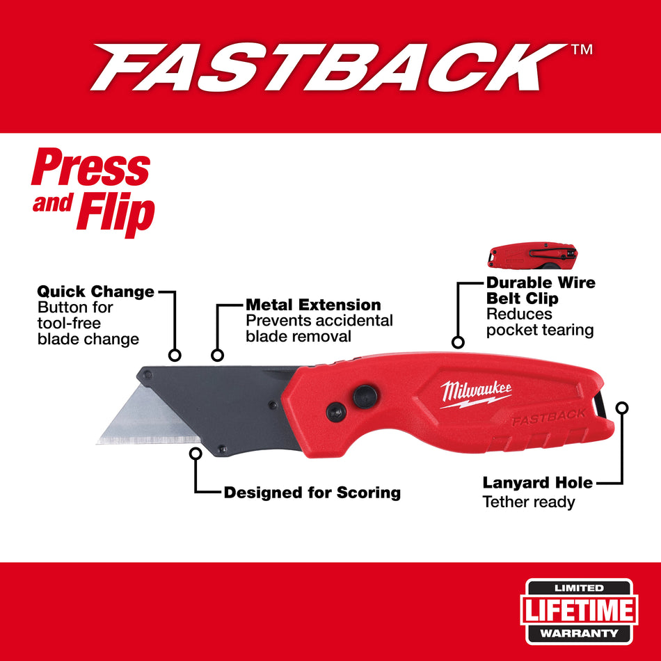 3PK FASTBACK™ Compact Folding Utility Knife