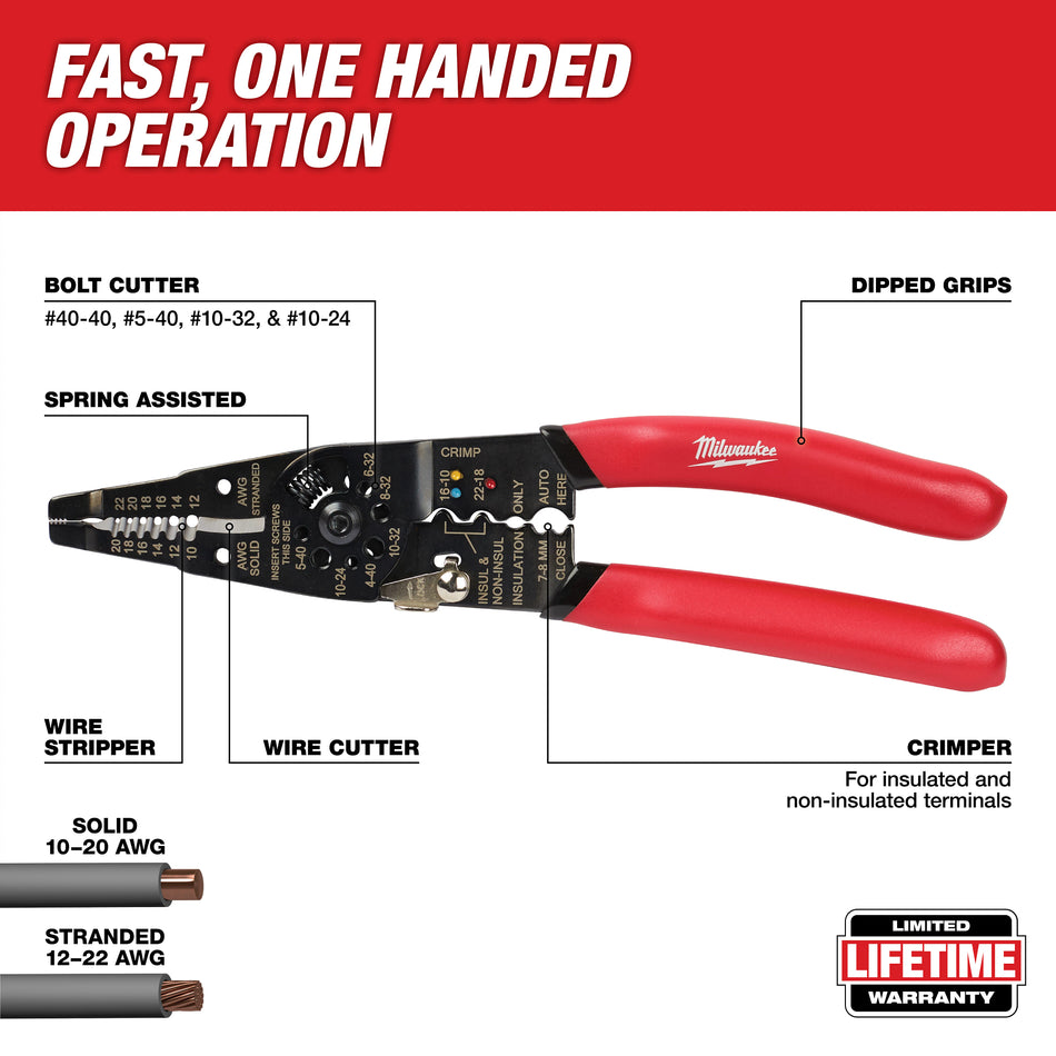 All-purpose wire stripper with crimper