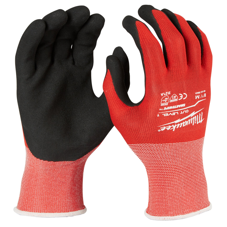 NITRILE WORK GLOVES WITH LEVEL 1 CUT PROTECTION, SIZE MEDIUM