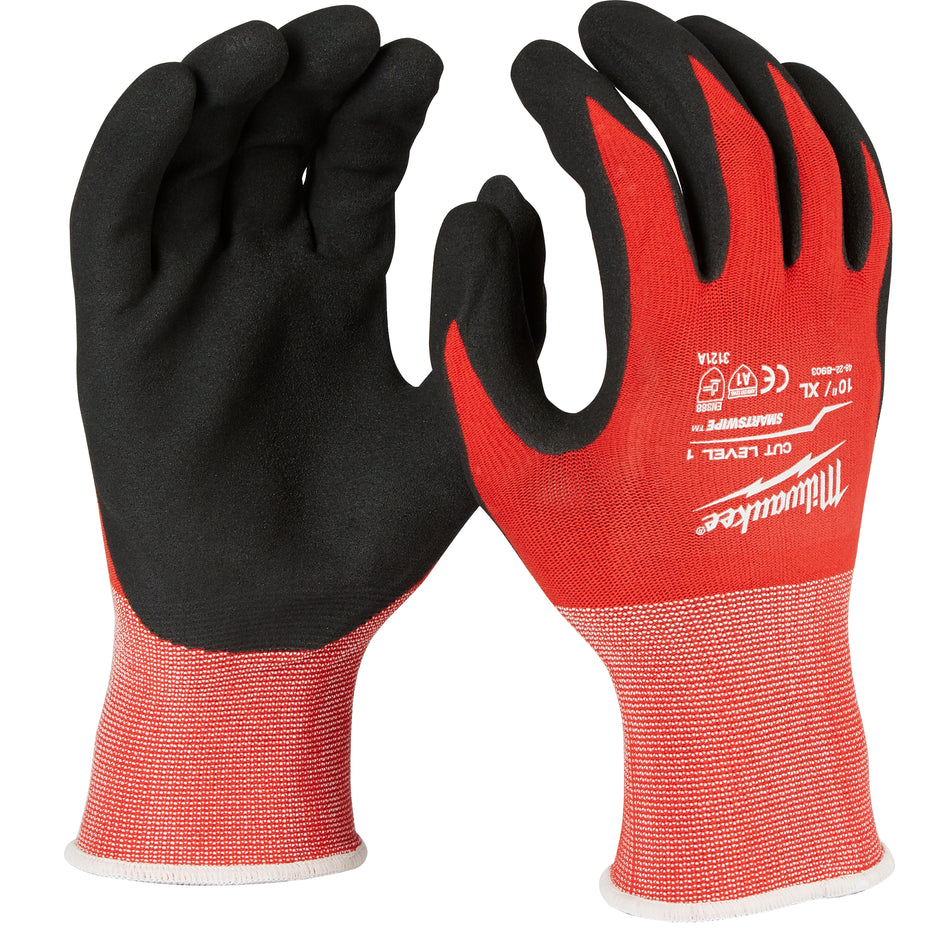 NITRILE CUT-RESISTANT WORK GLOVES, LEVEL 1, SIZE X-LARGE