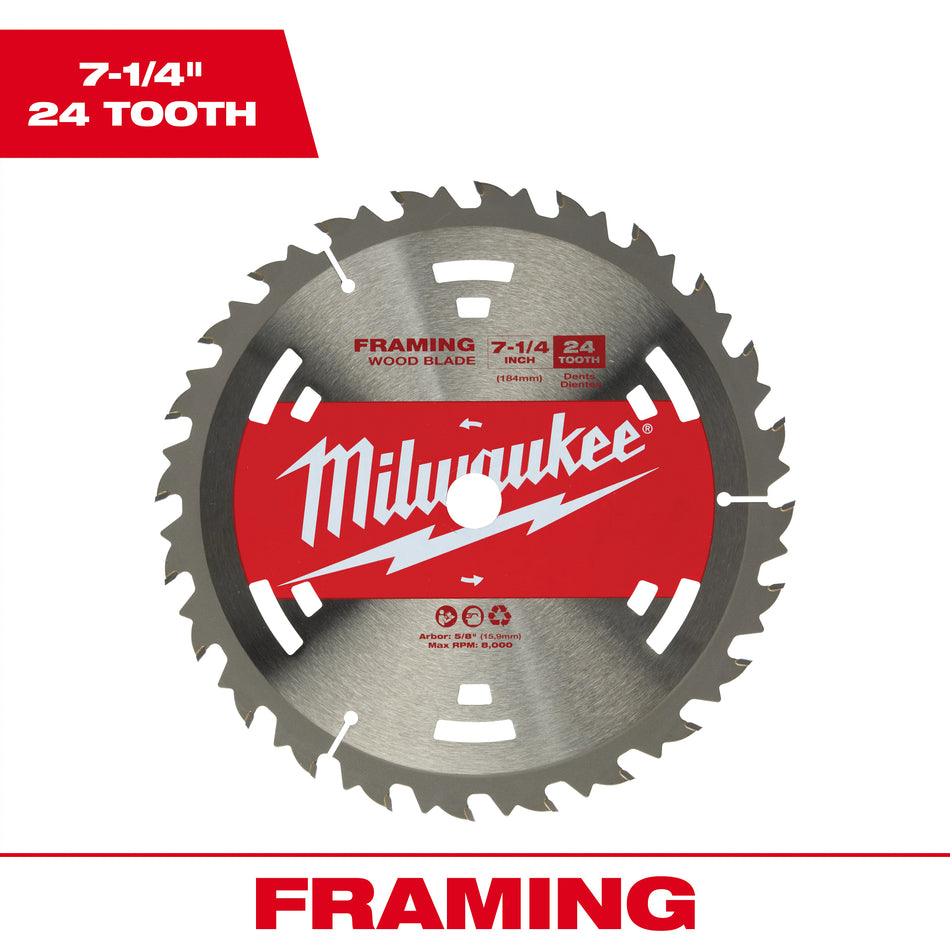 Lame de scie circulaire Basic Framer 24T de 7-1/4 po