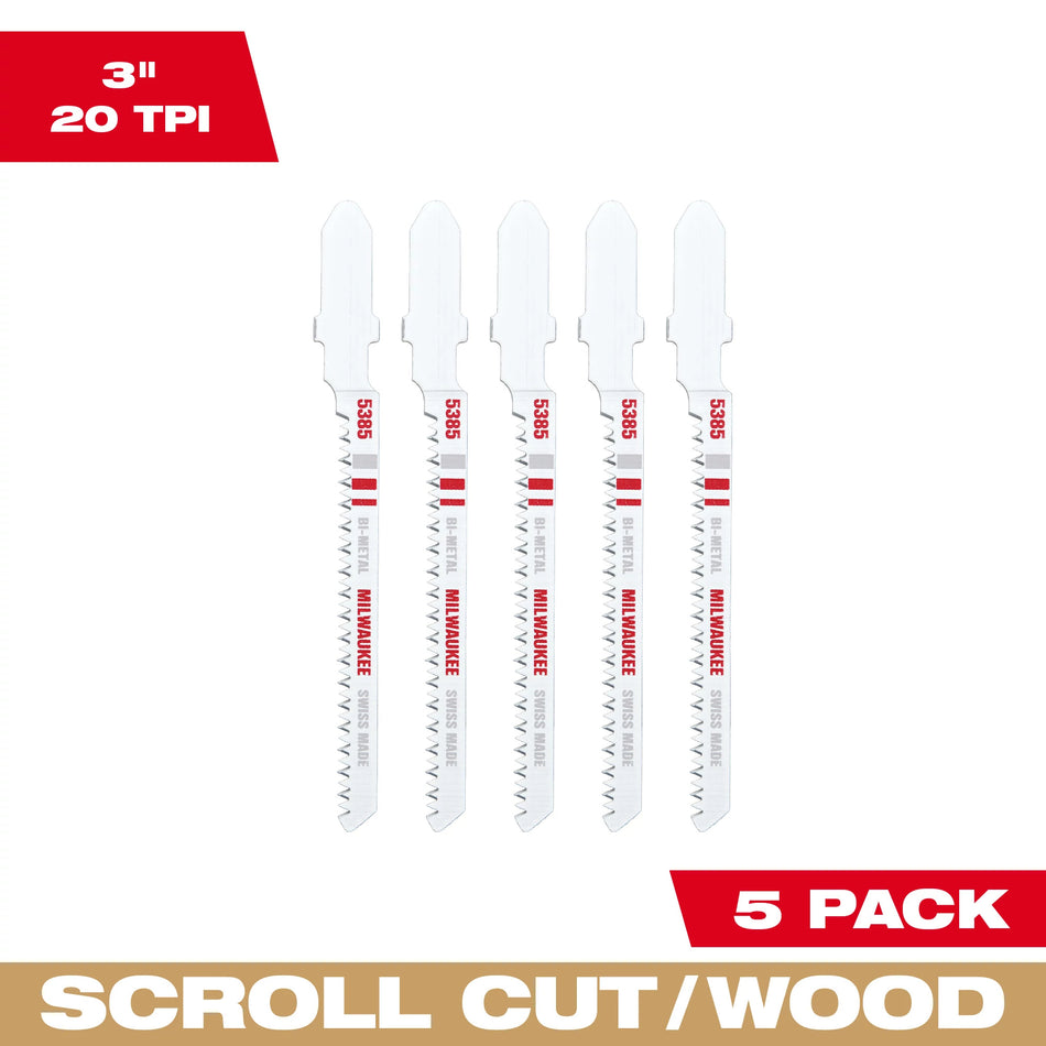 Lame de scie sauteuse bi-métal 3 po 20 TPI 5PK