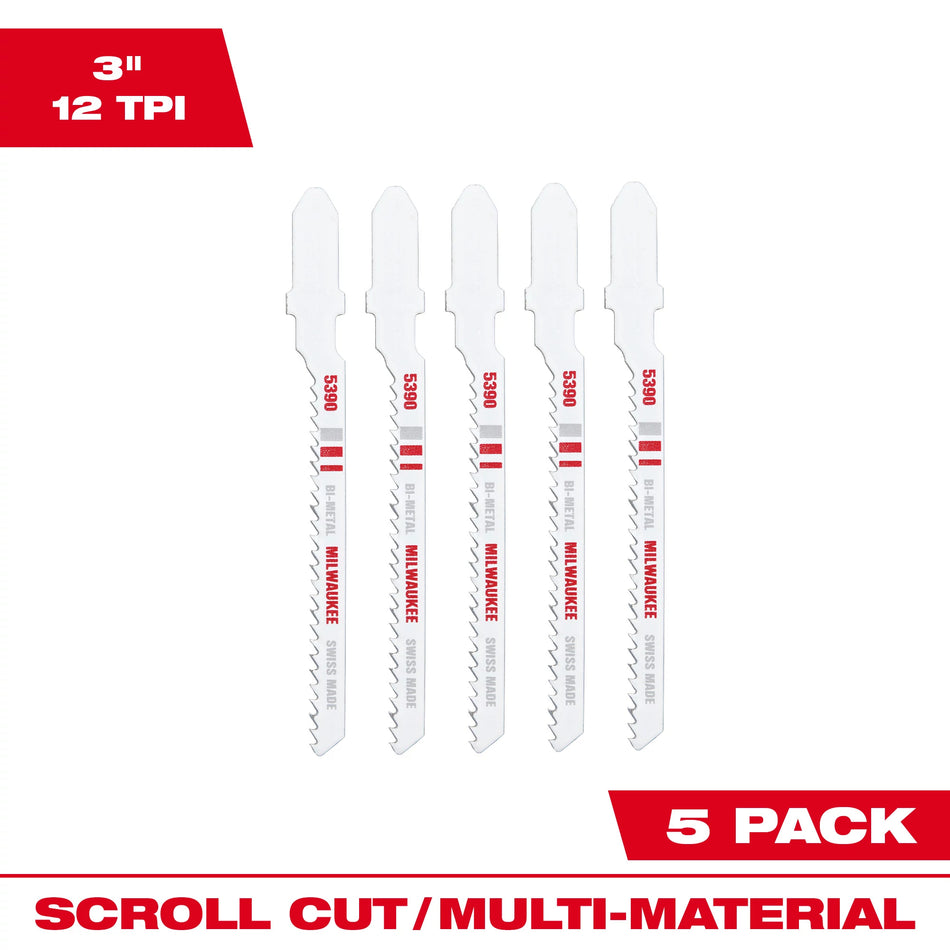 Lame de scie sauteuse bi-métal 3 po. 12 TPI 5PK