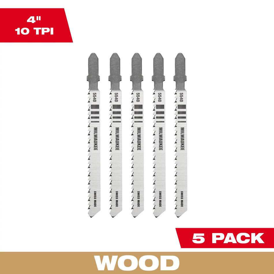 4 po. 10 TPI High-Carbon Steel Jig Saw Blade 5PK (lame de scie sauteuse en acier à haute teneur en carbone)