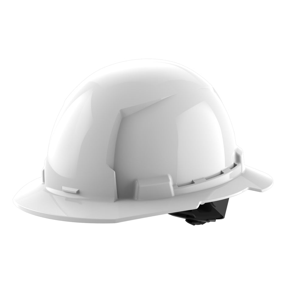 Casque de sécurité blanc à bord intégral avec suspension à cliquet 4 pts - Type 1, Classe E