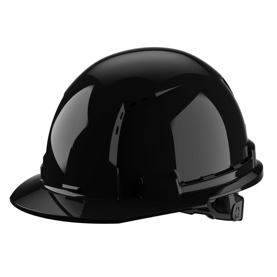 Casque de sécurité noir à bord avant ventilé avec suspension à cliquet 6 points - Type 1, classe C