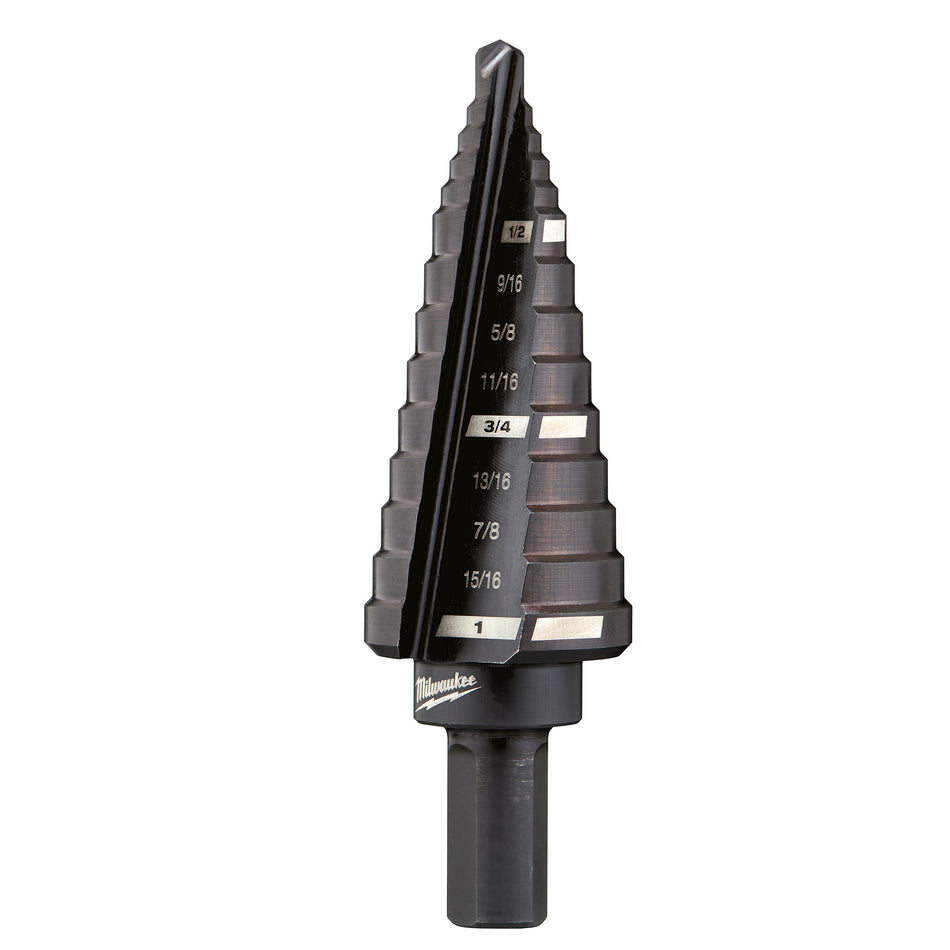 Stepped drill bit #8, 1/2 in. - 1 in. x 1/16 in.
