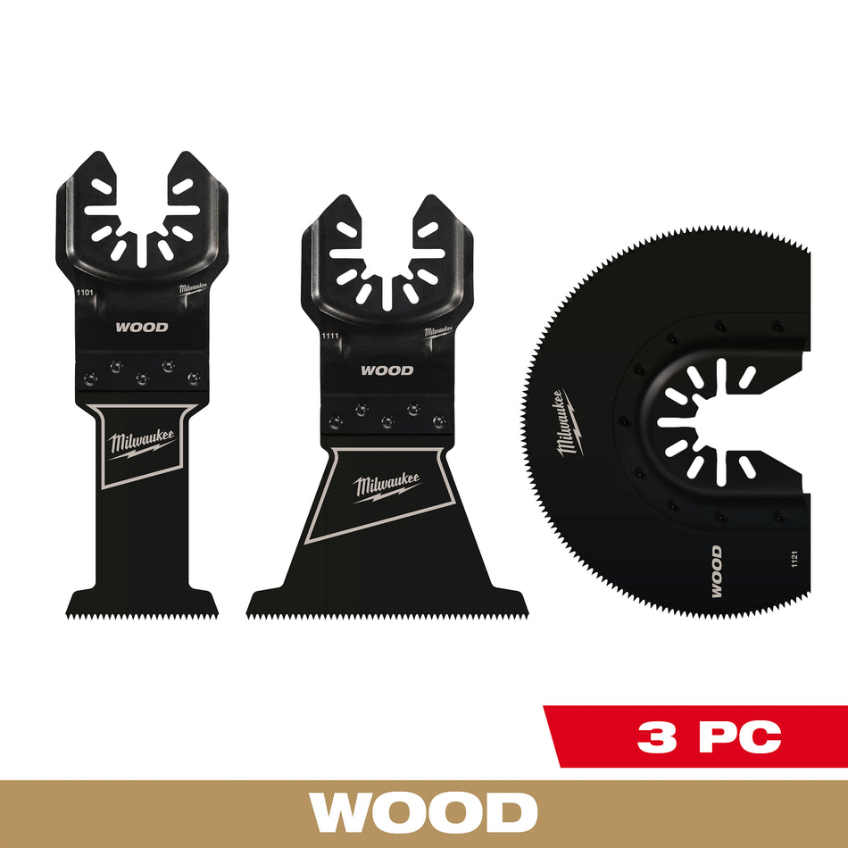 ASSORTIMENT DE 3 LAMES DE BOIS POUR MÉTAL POUR OUTIL POLYVALENT MilwaukeeMD OPEN-LOKMC