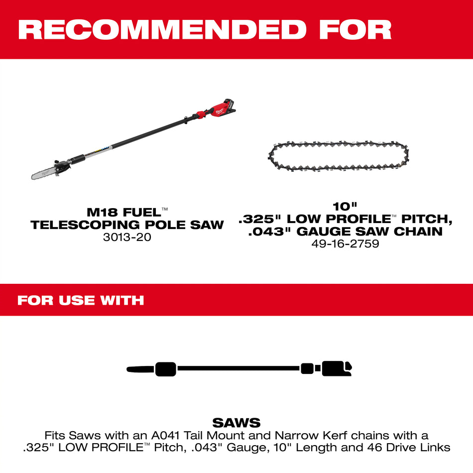 10-inch Telescoping Pole Saw Chain Guide