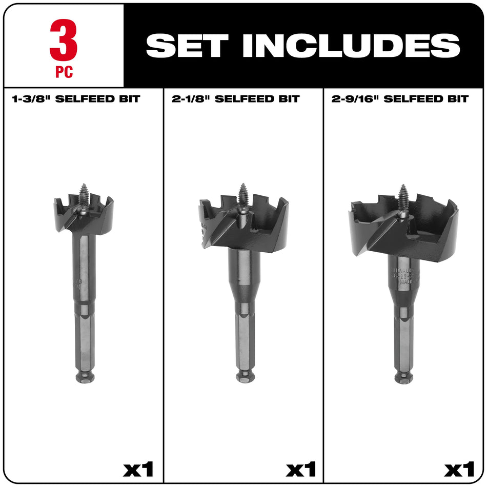 Kit d'embouts de plombier Selfeed Bit 3PK