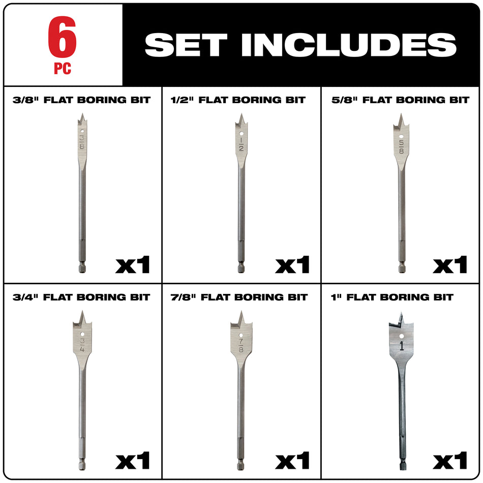 Kit d'alésage plat universel 6 pièces