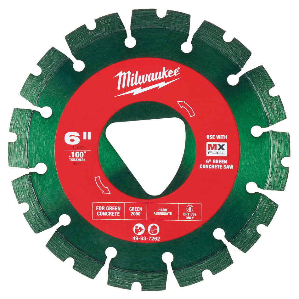 6 in x .100 in green concrete diamond blade