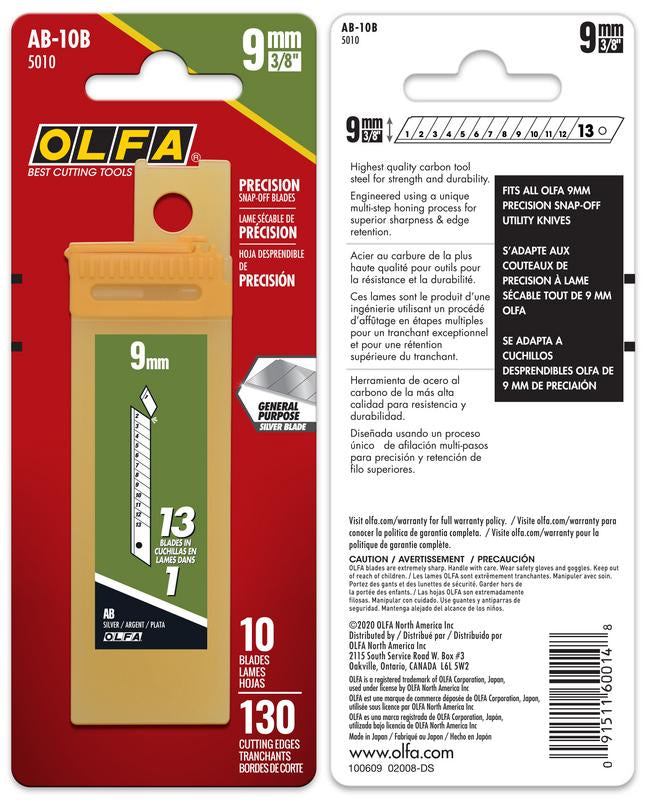 OLFA 9mm AB-10B Snap Blades, 10pk