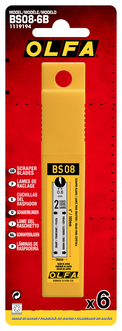 OLFA 100mm BS08-6B 4 po Thick Scraper Blades, 6pk