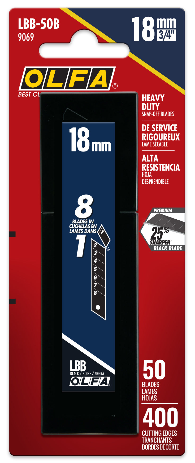 OLFA 18mm LBB-50B Black Snap Blades, 50pk