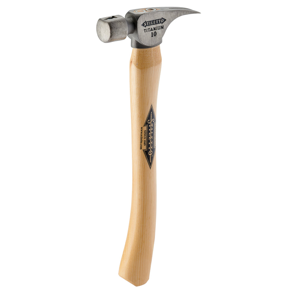 Marteau à face lisse en titane de 10 oz avec manche courbé en hickory de 14,5 po Manche courbé en hickory de 14,5 po