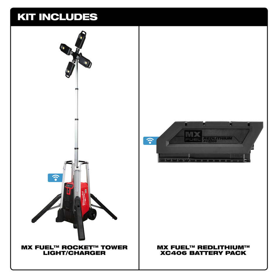 MX FUEL Lithium-Ion sans fil ROCKET Tower Light/Charger