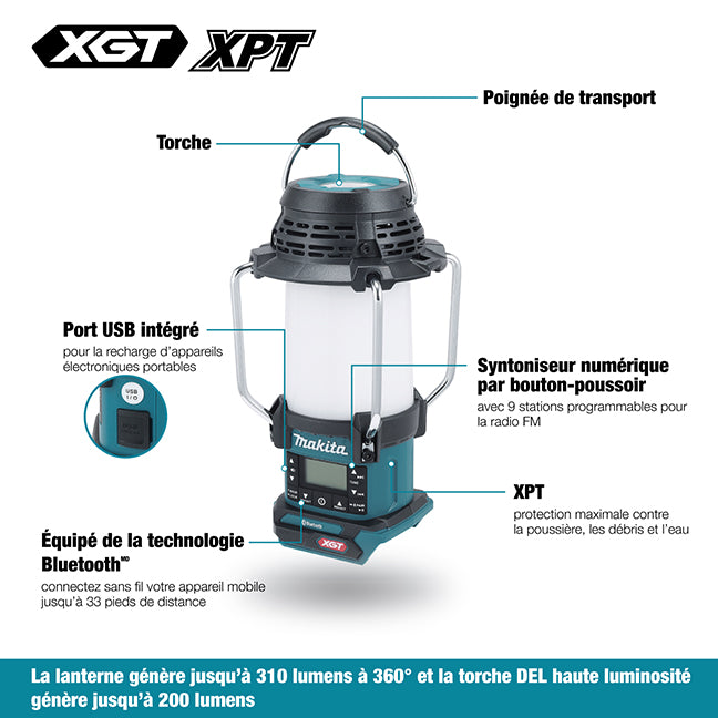 Lanterne/radio 40 V max XGT avec Bluetooth, XPT et torche (outil seulement)