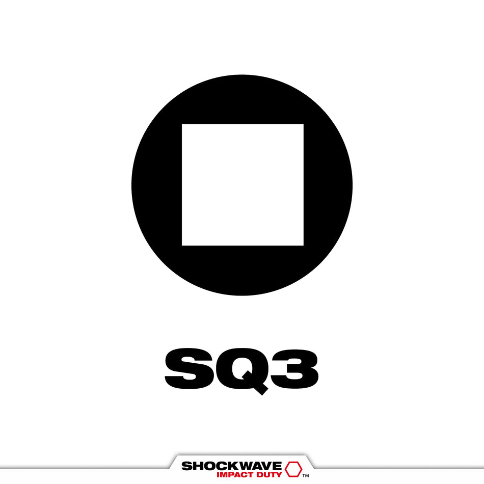 SHOCKWAVE™ 6 po. Impact Square Recess #3 Power Bit