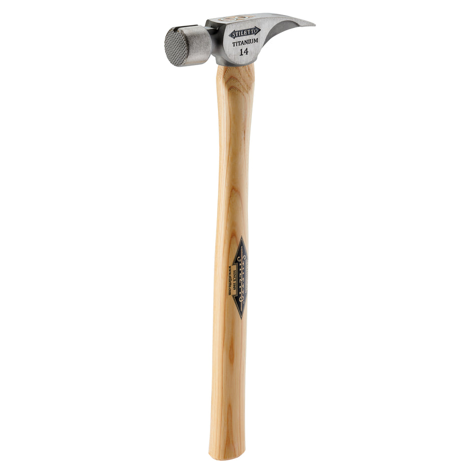 Marteau de 14 oz à face fraisée en titane avec manche droit en hickory de 18 po Manche droit en hickory de 18 po