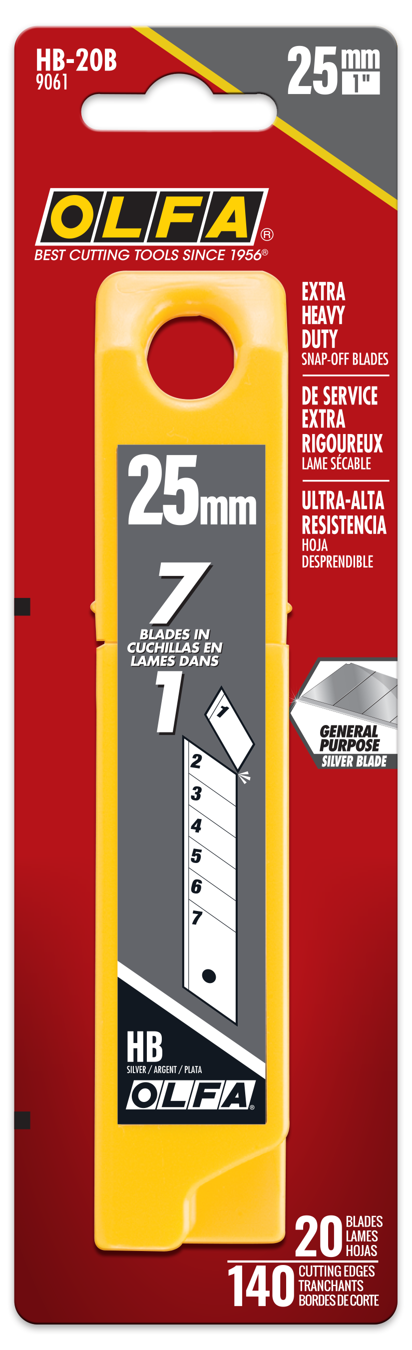 OLFA 25mm HB-20B Snap Blades, 20pk